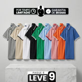 [Leve 9, Pague Só 6!] Polo Magnus Masculina em Algodão Piquet e Elastano de Ajuste Firme com Acabamento em Listras Duplas